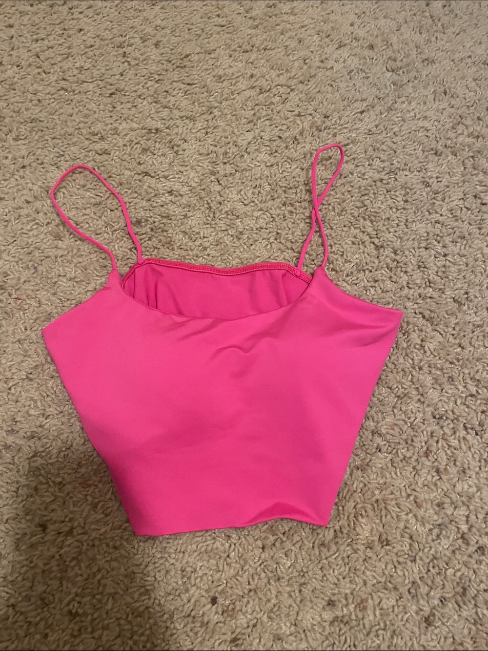 SHEIN Hot Pink Spaghetti Strap Crop Cami